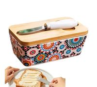 Beurrier en céramique - Boîte de rangement hermétique - Porte-ustensiles de cuisine - Design élégant - Style ferme - Couvercle blanc - Idéal pour la cuisson des réunions de cuisine