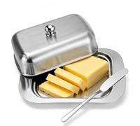 Beurrier Inox Boite a Beurre de 250g Beurrier avec Couvercle et Poignée | Beurrier Grand Beurrier en Acier Inoxydable Lavable au Lave Pour le Gâteau,Fromage Pour Restaurant à la Maison