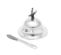 Beurrier métal argenté Cerf Caviar Couvercle en verre Argent Pot à confiture Beurre Cloche le réservoir BRIL librum Flyer