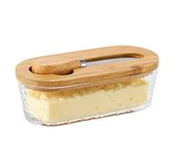 Beurrier moderne avec spatule intégrée - Rangement transparent pour beurre et fromage | 300 ml, résistant à l'eau pour les voyages et le pique-nique | Accessoire de cuisine pratique.