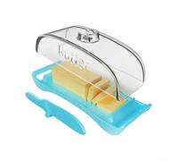 Beurrier Plastique avec Couvercle Transparent 21cm(Blue)