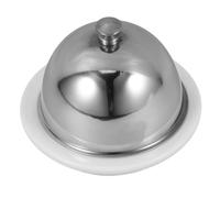 Beurrier Rond en Céramique Argentée Couvercle Inox 17 Oz | Service Portable Compact, Couvercle Dôme Petite Prise, Finition Lisse, pour Sauces et Fromage