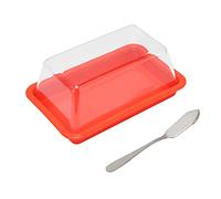 Beurrier, Transparent Carré Bac à Beurre Boite Beurrer Avec Couvercle Cuillère Récipient Beur Petit Individuel Mini Conteneur Stockage Fromage Plateau Pour Cuisine Frigo Comptoir Restaurant Rouge