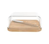 Beurrier verre bambou avec couteau Pebbly