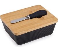 Beurrière Zwilling Bamboo en céramique, noire, 155 x 119 x 58 cm, avec couvercle et couteau