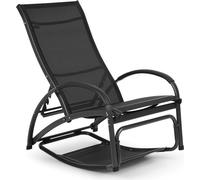 Beverly Wood Chaise longue à bascule bain de soleil aluminium noir