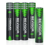 BEVIGOR 16 Piles Rechargeables AAA 1100mAh 1.2V NiMH, Haute Capacité, Préchargées