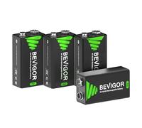 BEVIGOR Lot De 4 Piles Rechargeables 9V NiMH, Haute Capacité