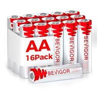 BEVIGOR Piles AA Lithium 16 Pack, 3000mAh 1.5V Haute Capacité Piles AA, Non Rechargeables, Adaptées à Divers Équipements Domestiques, Équipements de Sécurité