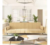 BEWI®Canapé-lit/Sofa Bed - 2 PERSONNES - clic-clac, à 2 places avec deux oreillers Crème Velours &FR42552