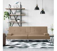 BEWI®Canapé-lit/Sofa Bed - 2 PERSONNES - clic-clac, avec porte-gobelets cappuccino similicuir &FR92804