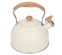 Bewinner Bouilloire Sifflante Beige Bouilloire à thé en Acier Inoxydable 2,5 L, Théière Anti-brûlure à Poignée Ergonomique avec Sifflet Fort, Théière en Acier Inoxydable 304 pour Cuisinière