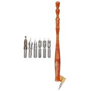 Bewinner Calligraphie Plume Trempeuse Set avec 6 Plumes (BROWN) | Conception légère, adaptée à la calligraphie anglaise, pointes de stylo durables, styles variés