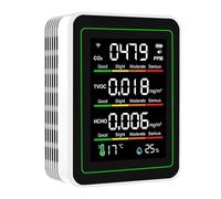 Bewinner Compteur de qualité de l'air WiFi 5 en 1 CO2 TVOC HCHO Détecteur de Température et d'humidité, Testeur Portable de qualité de l'air Intérieur avec Contrôle APP, écran Couleur LCD, Batterie