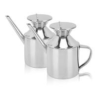 Bewinner Distributeur d'Huile en Acier Inoxydable 450ml, Bidon Polyvalent avec Poignée Ergonomique, Facile à Nettoyer et Portable pour Cuisine, Camping, Barbecue