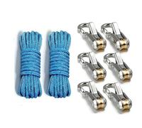 Bewinner Ensemble de Cordes à Boucle Rétractable avec 6 Tendeurs à Rouleaux, 2 Cordes, Corde d'arrimage à Came à Réglage Rapide pour Auvent de Camping, Charge de Travail de 35 LB, Charge Maximale