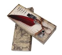 Bewinner Ensemble de Stylos Plume avec 6 Plumes et Bouteille d'encre - Stylo Plume de Calligraphie pour l'écriture, Coffret Cadeau de Papeterie Antique, Pointe de 0,5 Mm avec 5 Remplacements (rouge)