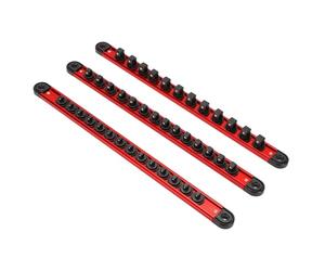 Bewinner Ensemble d'organisateurs de Douilles Magnétiques Pouvant Contenir 42 Douilles 1/4 3/8 1/2", 3 Porte-embouts de Douille pour Atelier de Tiroir de Boîte à Outils, Alliage de Zinc Résistant à