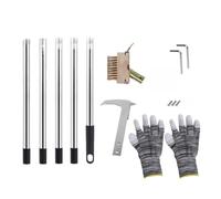 Bewinner Ensemble d'outils de Désherbage 2 en 1, Crochet en Acier Inoxydable avec Poignée Réglable de 1,5 M et Brosse en Laiton - Désherbeur Manuel pour Terrasse, Trottoir, Allée, Fissures de