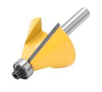 Bewinner Fraise à Chanfreiner à Tige de 8 Mm, Fraise à Bordure Biseautée avec Roulement, à Bois pour Biseau de 15° 22,5° 30°, Mèche de Coupe en Carbure YG6 pour contreplaqué en Bois Massif MDF (30°)