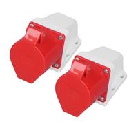 Bewinner Lot de 2 Prises Industrielles 5 Broches IP44 étanches 32 A, 3 Phases, Connecteur de Prise monté en Surface 220-380 V 240-415 V, Connecteur d'alimentation électrique Extérieur Robuste pour