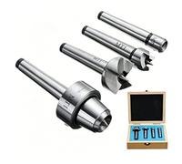 Bewinner MT1 Kit de Centre Sous Tension pour Tour 4 Pièces - Pilote Droit, Centre Droit, Sous Tension, Point Mort en Coupe avec Alésage Creux de 1/4 Po, étui de Rangement en Bois, Ensemble d'outils