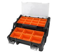 Bewinner Organisateur de Petites Pièces 2 Couches 18 Compartiments, Boîte à Outils électronique pour Vis, écrous, Boulons, Forets, Bornes de Fil, étui de Rangement Portable Multifonctionnel avec