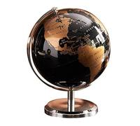 Bewinner Petit Globe Terrestre Vintage de 14 Cm avec Support en Métal, Globe de Bureau Antique Rotatif à 360°, Base en Bronze doré, Décoration pour la Maison, le Bureau, l'éducation en Classe