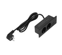 Bewinner Prise de Courant Intégrée avec USB, Prise de Bureau Encastrée 2 AC 10 A 3000 W et 2 USB A, Hub d'alimentation de Bureau pour Meubles, Multiprise de Table Dissimulée avec Câble de 1,5 M,