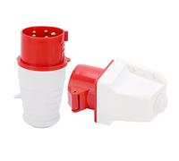 Bewinner Prise Industrielle 16A 5 Broches, Montage en Surface, triphasé, étanche IP44, 220-380V/240-415V, 3P+N+E, Guide en Laiton Robuste, Boucle Anti-perte