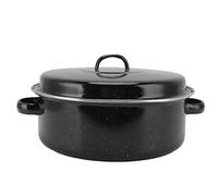 Bewinner Rôtissoire en émail moucheté Noir avec Couvercle, Marmite Antiadhésive de 26 Cm pour Patates Douces Rôties, Châtaignes et Viande - Batterie de Cuisine Saine et Non Toxique en Fer pour une