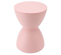 Bewinner Tabouret en Forme de Sablier en Plastique, Moderne, Simple, Rond, de Style Nordique, pour Salle de Bain, Cabine d'essayage, Table d'appoint, Blanc (Pink)