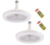 Bextcok 2Pcs Lampe ventilateur LED aromathérapie, ventilateur plafond E27 dimmable 3 vitesses, chambre 25x25x11cm
