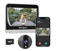 Bextgoo 2K Judas de Porte Camera Surveillance avec Carte 64 Go, Visiophone Connecté Interphone Vidéo, Judas Numerique 4.3’’ Écran avec Batterie 8000mAh, Vision 170°, Détection de Mouvement AI