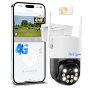 Bextgoo Camera de Surveillance sans Internet, 4MP 24/7 Camera sans WiFi | 360° Suivi Automatique, Détection Mouvement AI, Vision Nocturne Couleur, IP66, pour Fermes, Entrepôts, Chantiers & Parkings