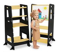 Bey&Co® Tour d’Apprentissage/Tour d'Observation Montessori en Bois - Tour d’Éveil pour Enfant - 3 Hauteurs Réglables, Surface Anti-Dérapante, Pieds Anti-Bascule Méthode Montessori (Noir)