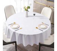 Beydodo Grande Nappe Ronde 260 cm, Nappe Antitache Impermeable en PVC Blanc Uni Nappe Mariage Champetre
