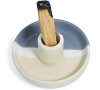 BEYLAB Porte Palo Santo, Porte-encens pour bâtons Palo Santo Brûleur bois d'encens, Méditation Yoga Brûleur en bois Bol Support avec collecteur de cendres Moderne Minimaliste - Beige bleu