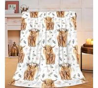 Beynepe Couverture Polaire Chaude et Douce à imprimé Vache Highland pour Filles, Enfants, Adultes, canapé, Voyage, 101,6 x 127 cm