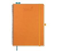BEZEND Agenda 2026 2027 A4 Semainier Spirale 28 x 22 cm 18 Mois De Juil. 2026 à Déc. 2027, Agenda Scolaire avec Porte-Stylo Autocollant, Règle Signet, Couverture Souple en Cuir PU, Orange