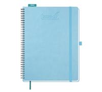 BEZEND Agenda 2026 2027 A4 Semainier Spirale 28 x 22 cm 18 Mois De Juil. 2026 à Déc. 2027, Agenda Scolaire avec Porte-Stylo Autocollant, Règle Signet, Couverture Souple en Cuir PU, Bleu ciel