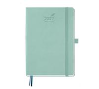 BEZEND Agenda 2027 Semainier 21 x 15,5 cm A5 de Janv. à Déc. 2027 | 12 Mois avec Pages de Notes, Porte-Stylo Fixe, Coin Détachable, Onglet Mensuel, Couverture Rigide en Cuir PU, Vert Menthe
