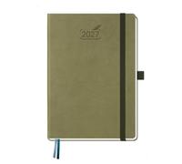 BEZEND Agenda 2027 Semainier 21 x 15,5 cm A5 de Janv. à Déc. 2027 | 12 Mois avec Pages de Notes, Porte-Stylo Fixe, Coin Détachable, Onglet Mensuel, Couverture Rigide en Cuir PU, Kiwi