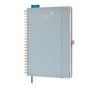 BEZEND Agenda Scolaire 2026 2027 A4 Journalier Spirale 28 x 22 cm 12 Mois De Août. 26 à Juil. 27, Intervalles de 30 Minutes, Protège-coins Métal Dorés, Couverture Rigide en Cuir PU, Bleu Hollandais