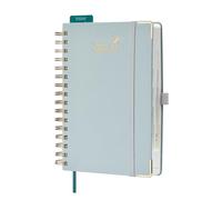 BEZEND Agenda Scolaire 2026 2027 A5 Journalier Spirale 21 x 15,5 cm 12 Mois De Août. 26 à Juil. 27, Intervalles de 30 Minutes, Protège-coins Métal Dorés, Couverture Rigide en Cuir PU, Bleu Hollandais