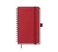 BEZEND Petit Agenda 2026 2027 de Poche A6 Semainier Spirale 18 Mois De Juil. 2026 à Déc. 2027, Agenda Scolaire avec Porte-Stylo Autocollant, Couverture Souple en Cuir PU, Rouge