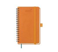 BEZEND Petit Agenda 2026 2027 de Poche A6 Semainier Spirale 18 Mois De Juil. 2026 à Déc. 2027, Agenda Scolaire avec Porte-Stylo Autocollant, Couverture Souple en Cuir PU, Orange