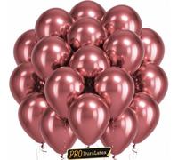 Bezente Pro Duralatex - Lot de 120 ballons rouges métallisés extra épais pour enterrement de vie de jeune fille, mariage, fête prénatale, révélation du sexe des années 50, 25,4 cm