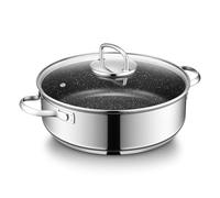 BEZIA Sauteuse 28 cm avec bord haut et couvercle, cocotte à induction 5,2 l | Poêle en acier inoxydable 18/10, anti-adhésive et passe au four, sans rivets et facile d'entretien, casserole pour mijoter