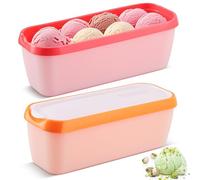 BEZORR Lot de 2 bacs à glace 1,5 l - Avec couvercles - Réutilisables - Pour crème glacée maison, sorbets, yaourts faits maison